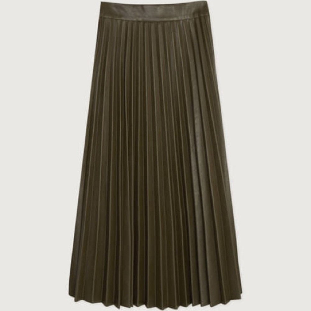 Oak and Fort pleated vegan leather skirt